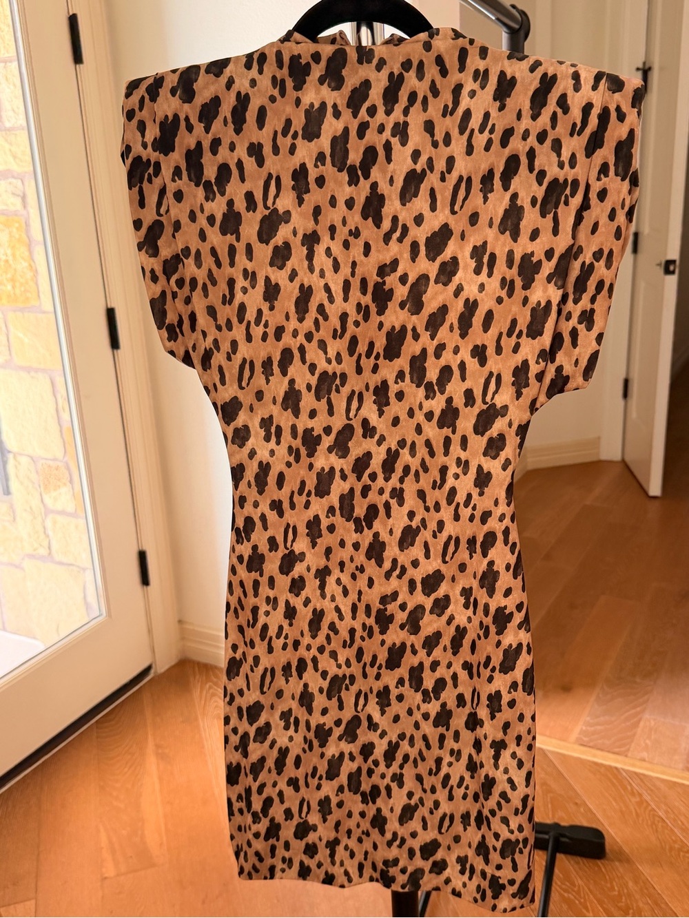 Zara XS Leopard Print Mini Dress in Tan & Black worn once